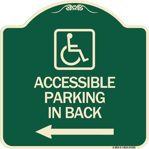 Signmission Accessible Parking on Left Arrow W/ Graphic Heavy-Gauge Aluminum Sign, 18" x 18", G-1818-24356 A-DES-G-1818-24356 - main